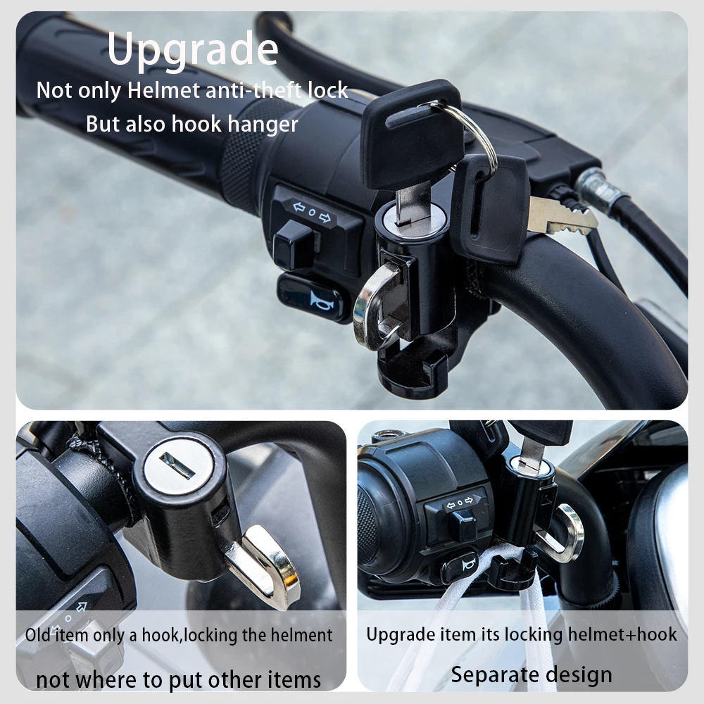 MIXSAS-Universal Anti-Roubo Capacete Lock para Motocicleta, Bloqueio gancho fixo para Moto Equipment, Guiador de bicicleta, Bloqueio seguro