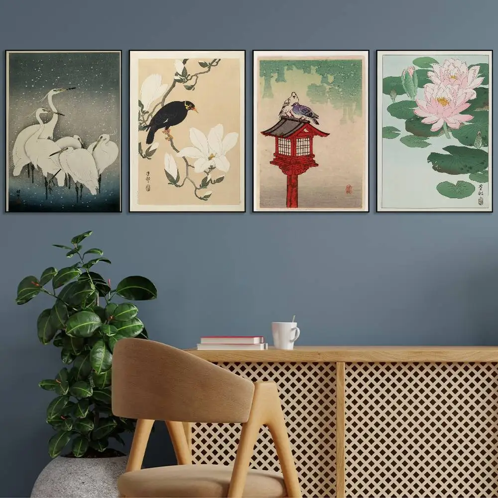 Ohara Koson Artwork Poster Gallery Prints Self Adhesive Home Decor Decoration Wall Decals Living Room Sticker