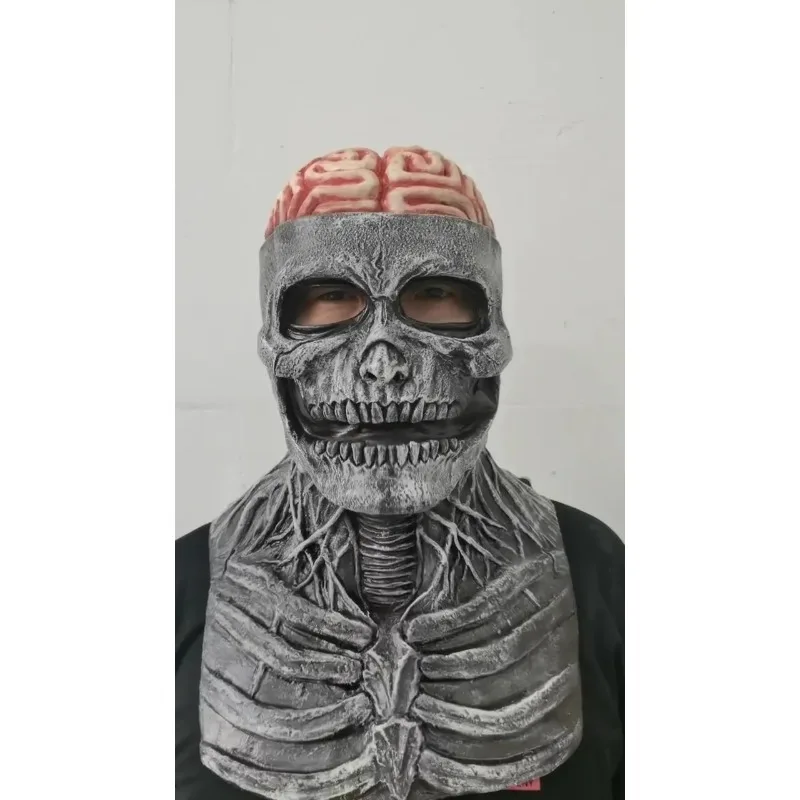 

【Best-selling】Skull Mask Scary Full Skeleton Headgear Creepy Biochemical Mask Realistic Halloween Latex Adult Horror Helmet