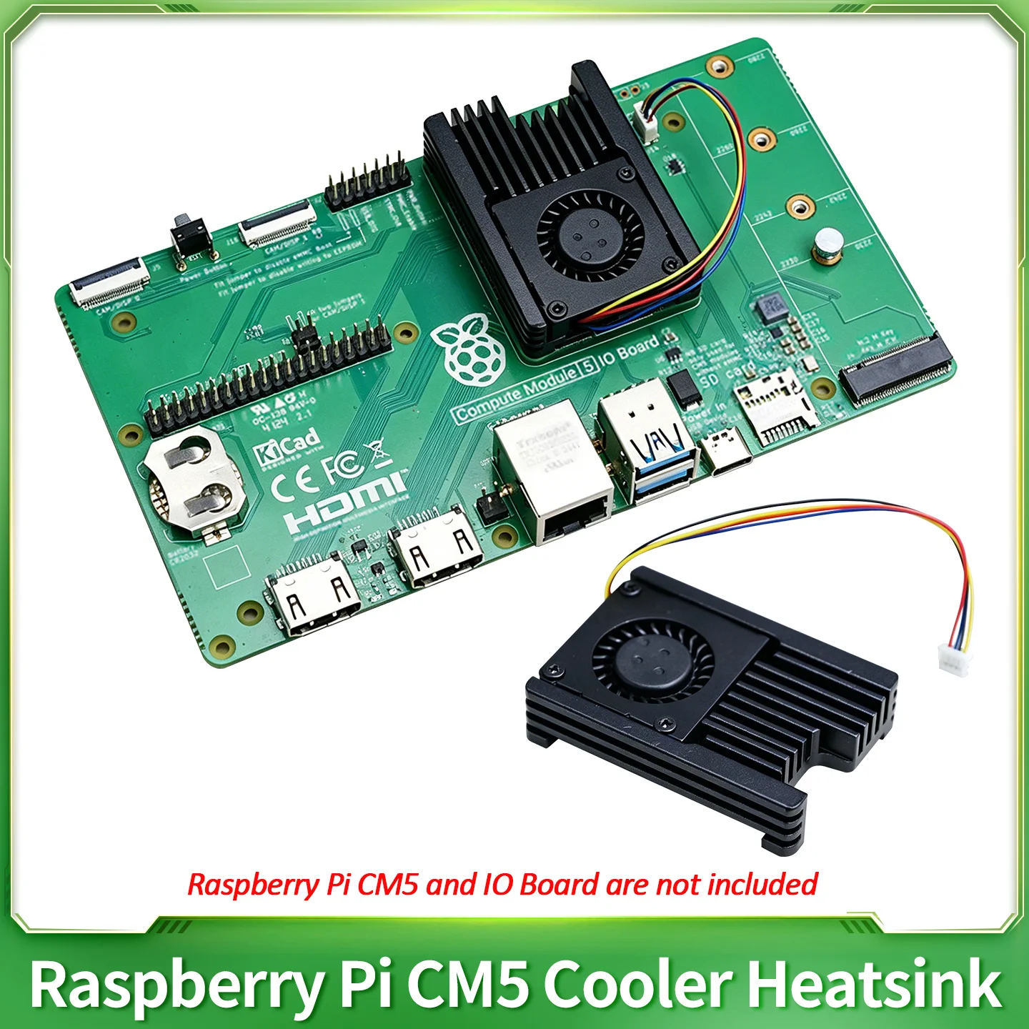 Raspberry Pi CM5 Cooler Heatsink Active Radiator with PWM Speed Adjustable Fan for Raspberry Pi Compute Module 5 IO Board
