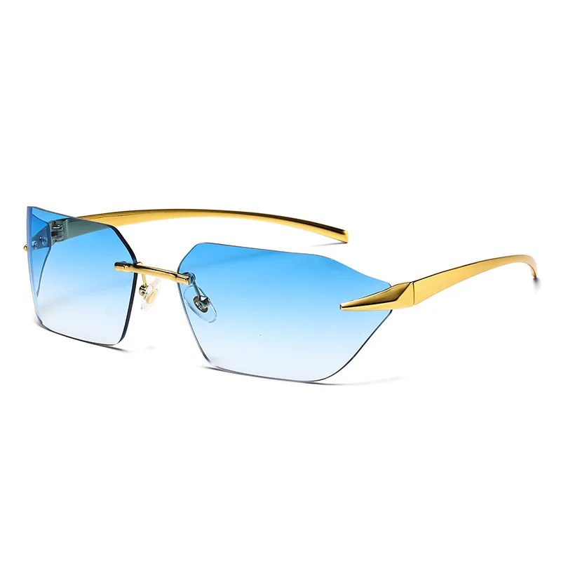 HBK Rimless Rectangle Sunglasses Women Luxury Wrap Frameless Rectangular Men Sun Glassess UV400