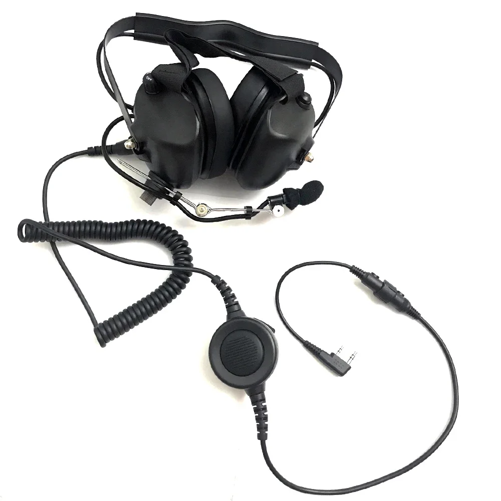 Noise cancelling helicopter headset with M type connector for  2 pins radio