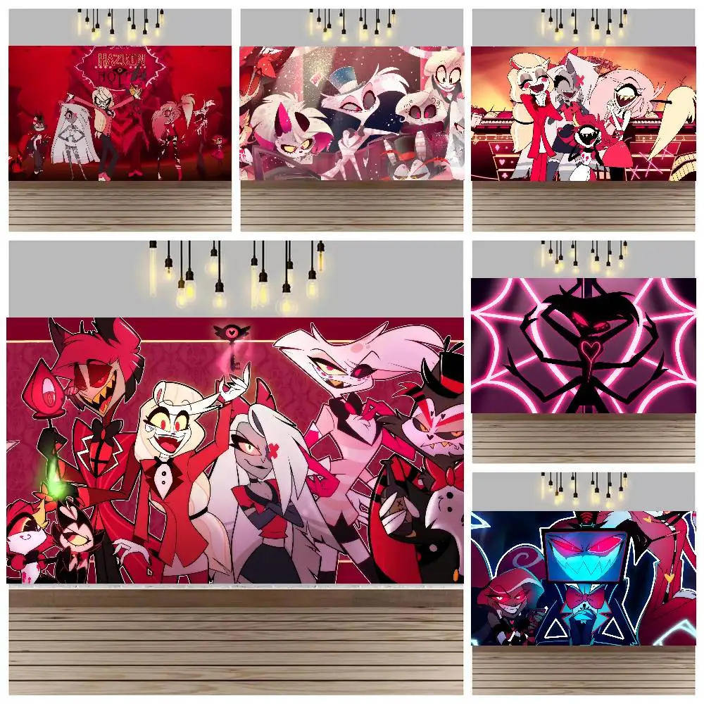 Beliebter Anime H-Hotel H-Hazbin Hintergrund Kindergeburtstag Party Dekoration Fotografie-Hintergrund Raumdekoration Banner