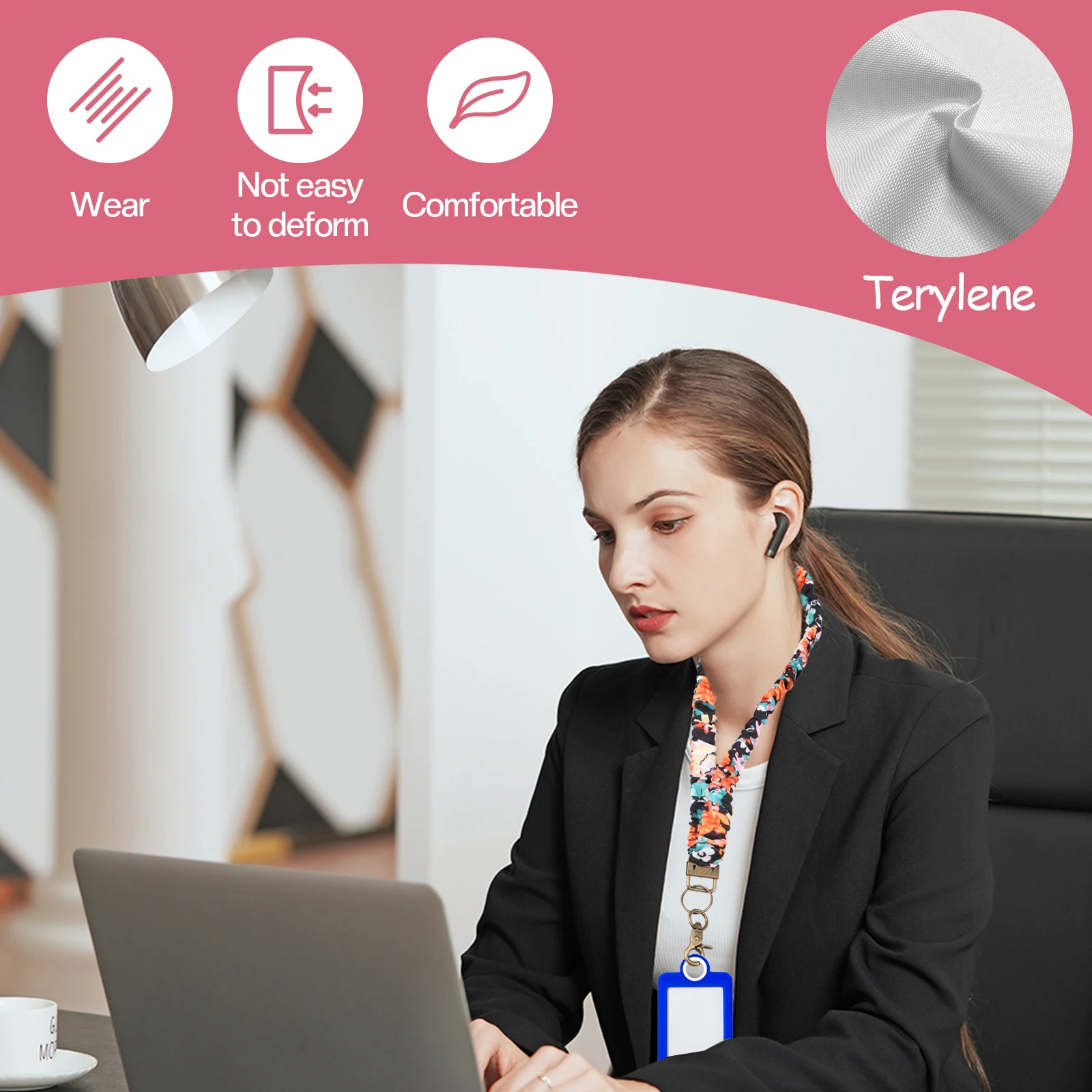 Cordino elastico per scrunchie da 6 pezzi per badge identificativi e chiavi Simpatico cordino retrattile per il collo con clip per insegnanti donne infermiere scuola