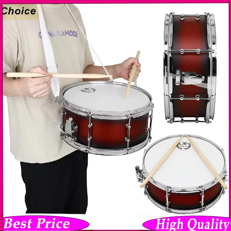 

14×5.5 Inch Snare Drum Stainless Steel Snare Drum Drumsticks Professional Percussion Instrument with Strap Drum Sticks