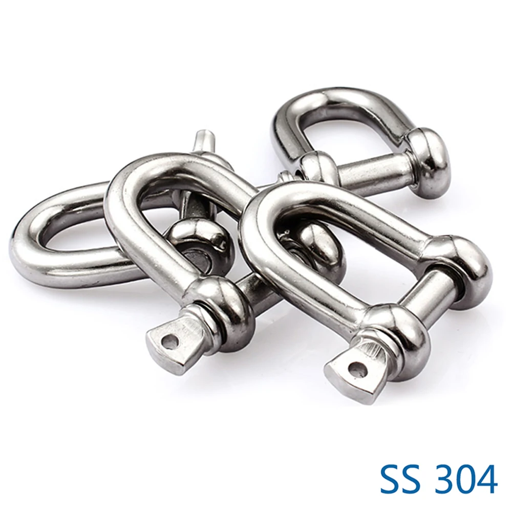 

1-5PCS/Lot Stainless Steel U-Bolts Cable Buckle D-Shaped Cufflinks Shackle M10/M12/M16/M20 Type U Sling Rope Screw Hook