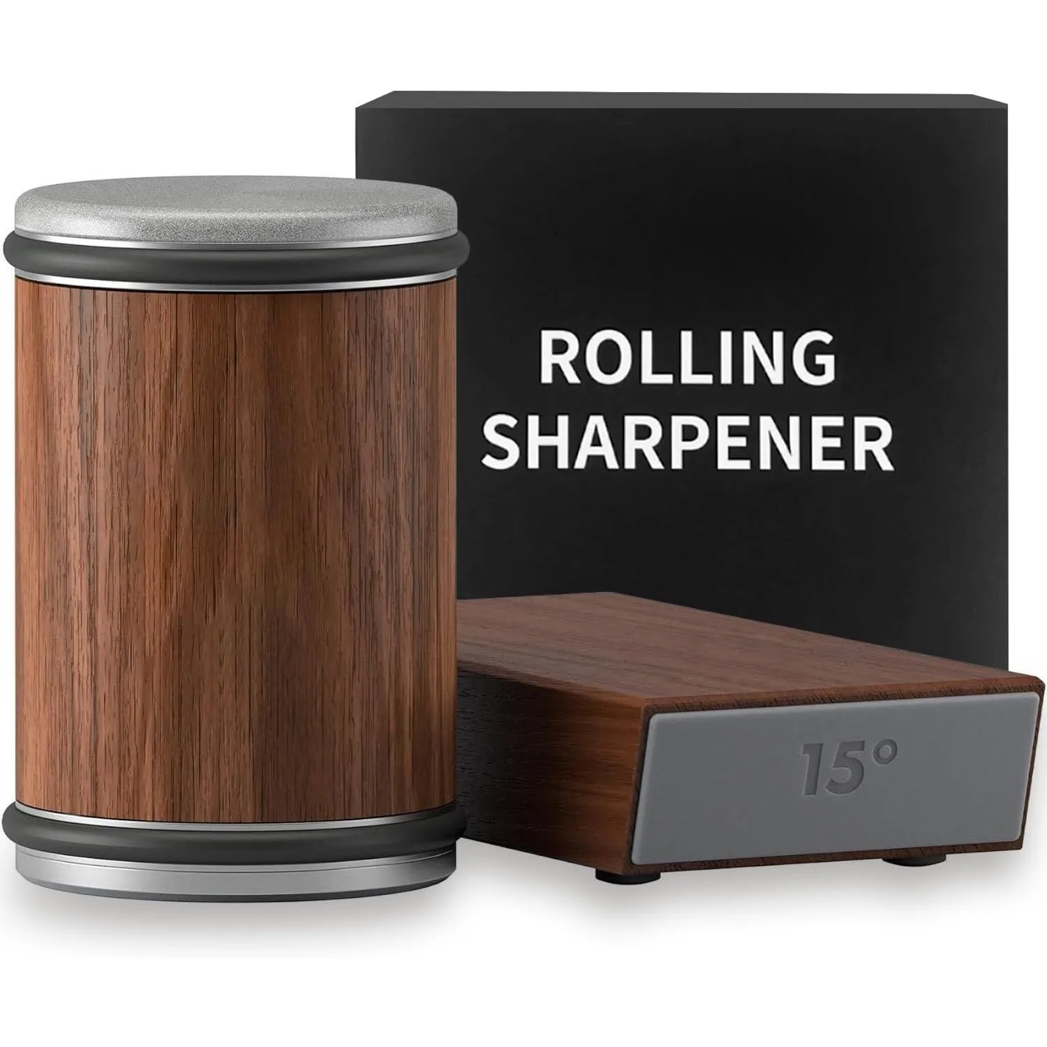 2024 New Wooden Rolling Knife Sharpener 15 and 20 Degrees Sharpeners Professional Grinding System Diamond Sharpening Stone Kit