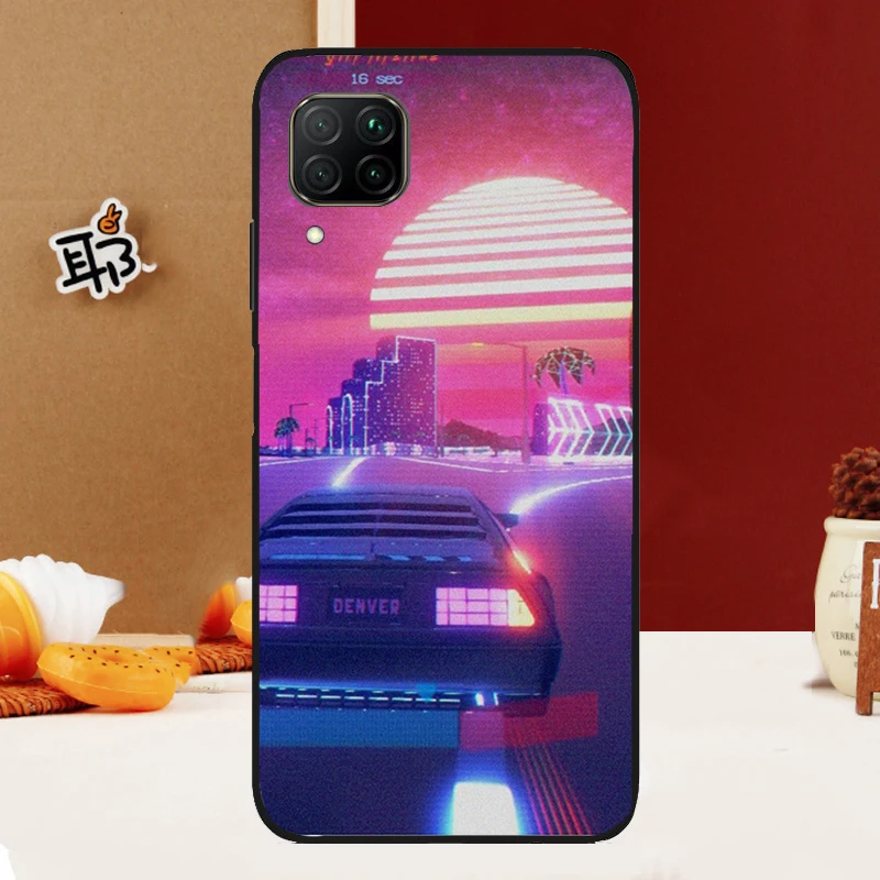 Synthwave 80s Retro Car For Huawei Nova 10 9 SE Nova 5T 11i 8i 3i Y90 Y91 Y70 Y60 Y61 P20 P30 P40 Lite P60 Pro Case