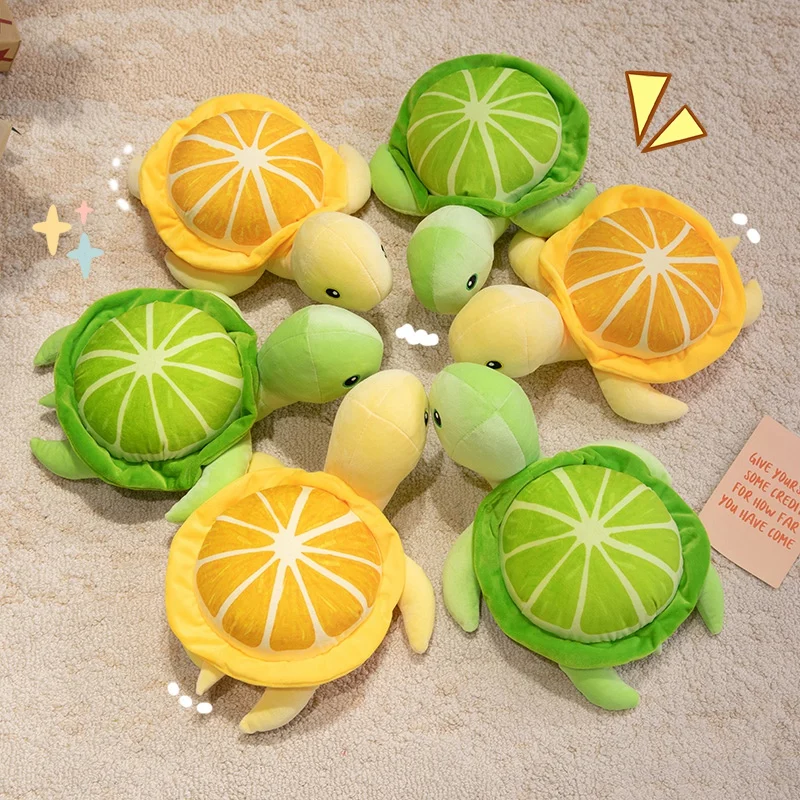 25/35CM Kawaii การ์ตูนผลไม้เต่าตุ๊กตา Plush สีสันเต่ามะนาวตุ๊กตาของเล่นเด็กเทศกาลของขวัญตุ๊กตาคุณภาพสูง