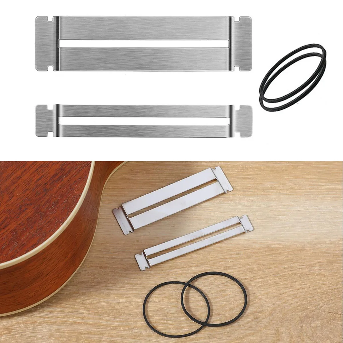 Miwayer Gitarren-Bundpolier-Schutzset – 6 Edelstahl-Griffbrettschutz (3 große & 3 kleine) + 12 Gummibänder für Gitarrenbauer-Werkzeug – Detail 8