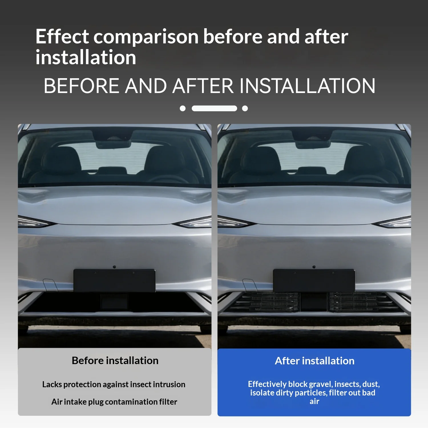 For Geely Galaxy E5 EX5 Custom Fit 2-Piece Car Front Grille Radiator Durable Protective Mesh Clip-On Insect Net