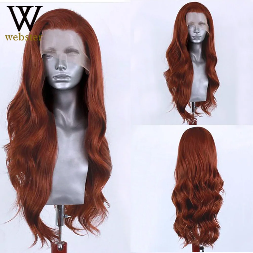 Webster-peruca dianteira do laço sintético para mulheres, peruca verde, linha fina natural, perucas laterais onduladas longas, cabelo ondulado longo, perucas cosplay