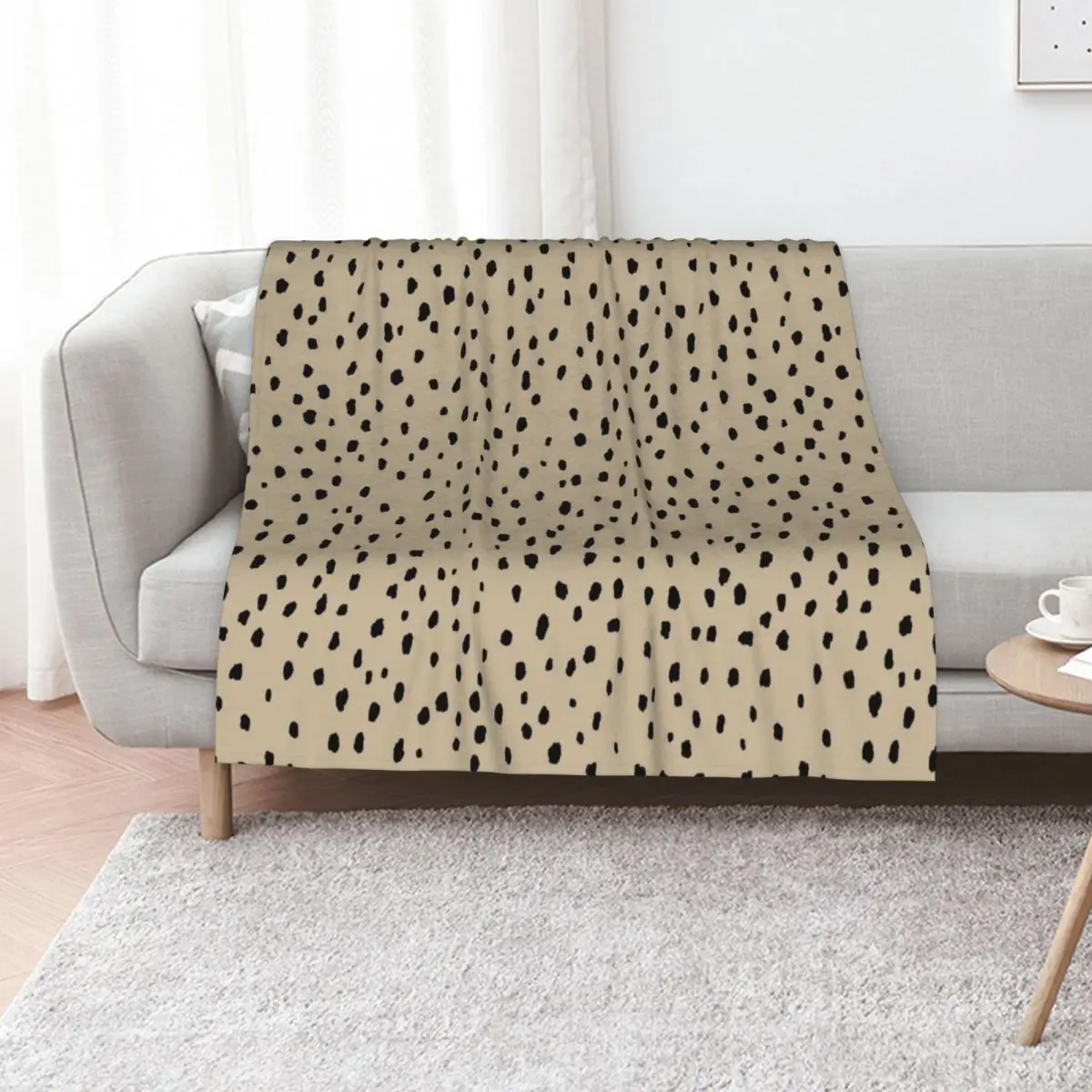 Speckle Polka Dot Dalmatian Pattern (black/tan) Throw Blanket Single Cute Plaid anime sofa bed Hair Blankets