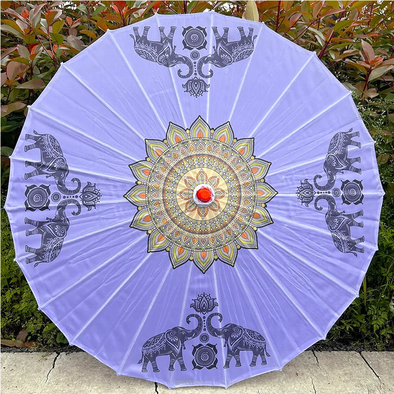 Thailand  Silk Oil Paper Waterproof Beach Umbrella Hotel Ceiling Decor Umbrella Classical Chinese Craft Dance Umbrella Parasol