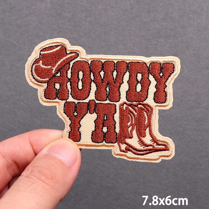 Western Cowboy Boots Patch Iron On Embroidery Patches For Clothing Thermoadhesive Patches On Clothes Stripe Badge Stickers Decor