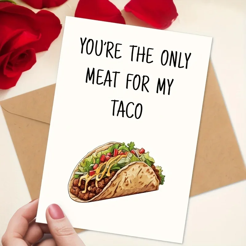 1pcs Taco Interesting Birthday Text Card with Envelope Fun Gift Blessing Message Holiday Commemorative Card Suitable for Anyone