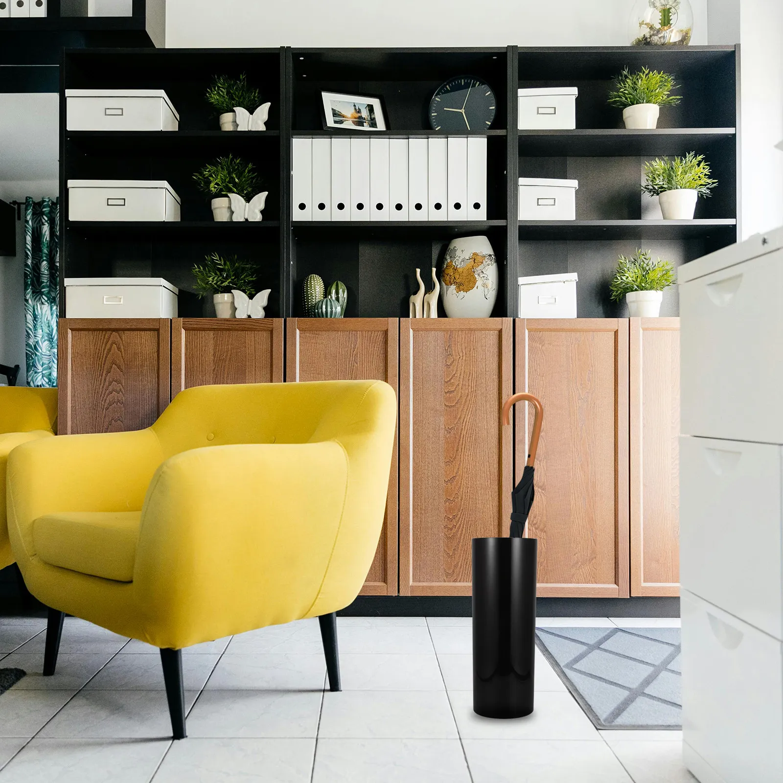 

1pc 13.76 Inch Round Umbrella Stand Waterproof Plastic Storage Bin For Entryway Home Office Hotel Indoor Outdoor Use