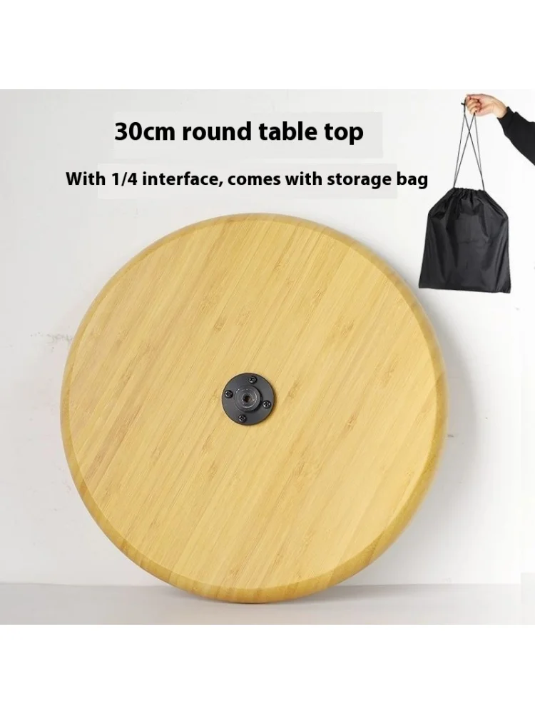 Outdoor Camping Small Table Portable Round Table Foldable Simple Coffee Table Tripod Car Home Use Solid Wood Lightweight