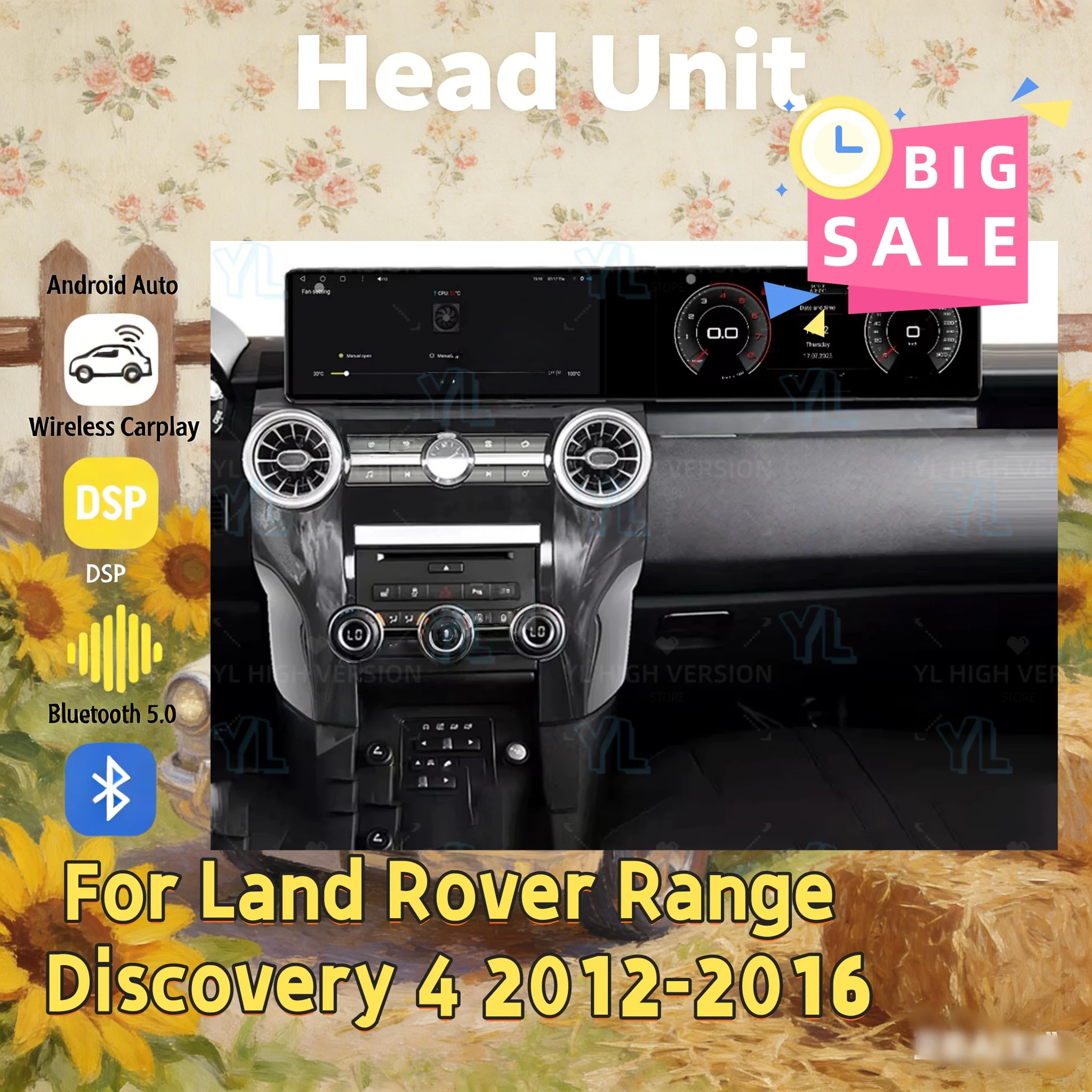 

2026 Двойной 12,3-дюймовый Android 13 для Land Rover Discovery 4 2012-2016 GPS-навигация, беспроводной CarPlay, автомобильное радио, сенсорный экран, Bluetooth