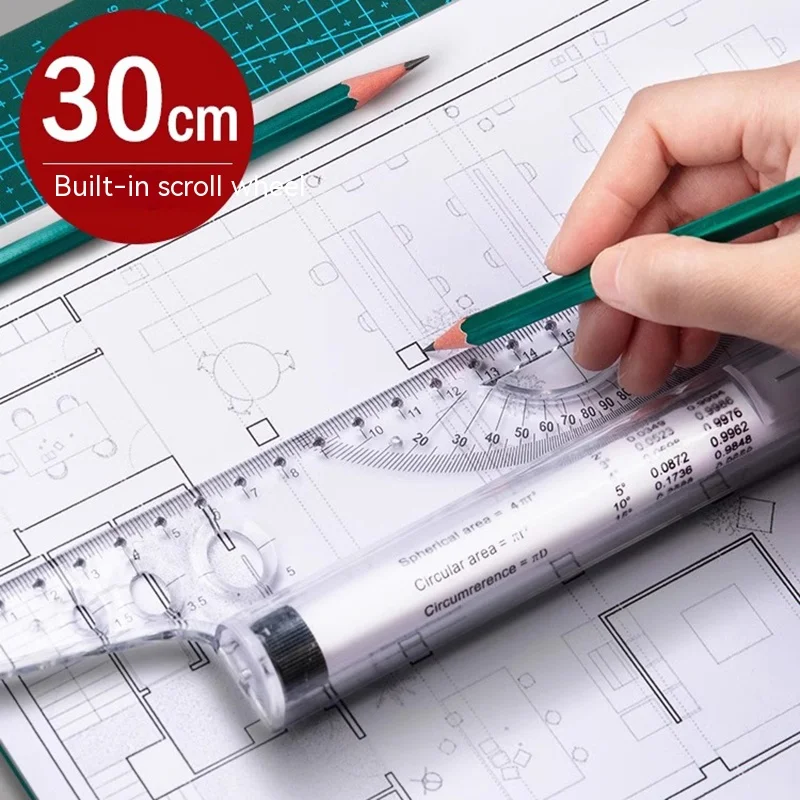 Imagem -01 - Multi Function Drawing Tool Roll Medida Régua Metric Rolling Ruler Clear Measuring Parallel Ruler Angles Line multi function drawing tool roll medida regua metric rolling ruler clear measuring parallel ruler angles line 01