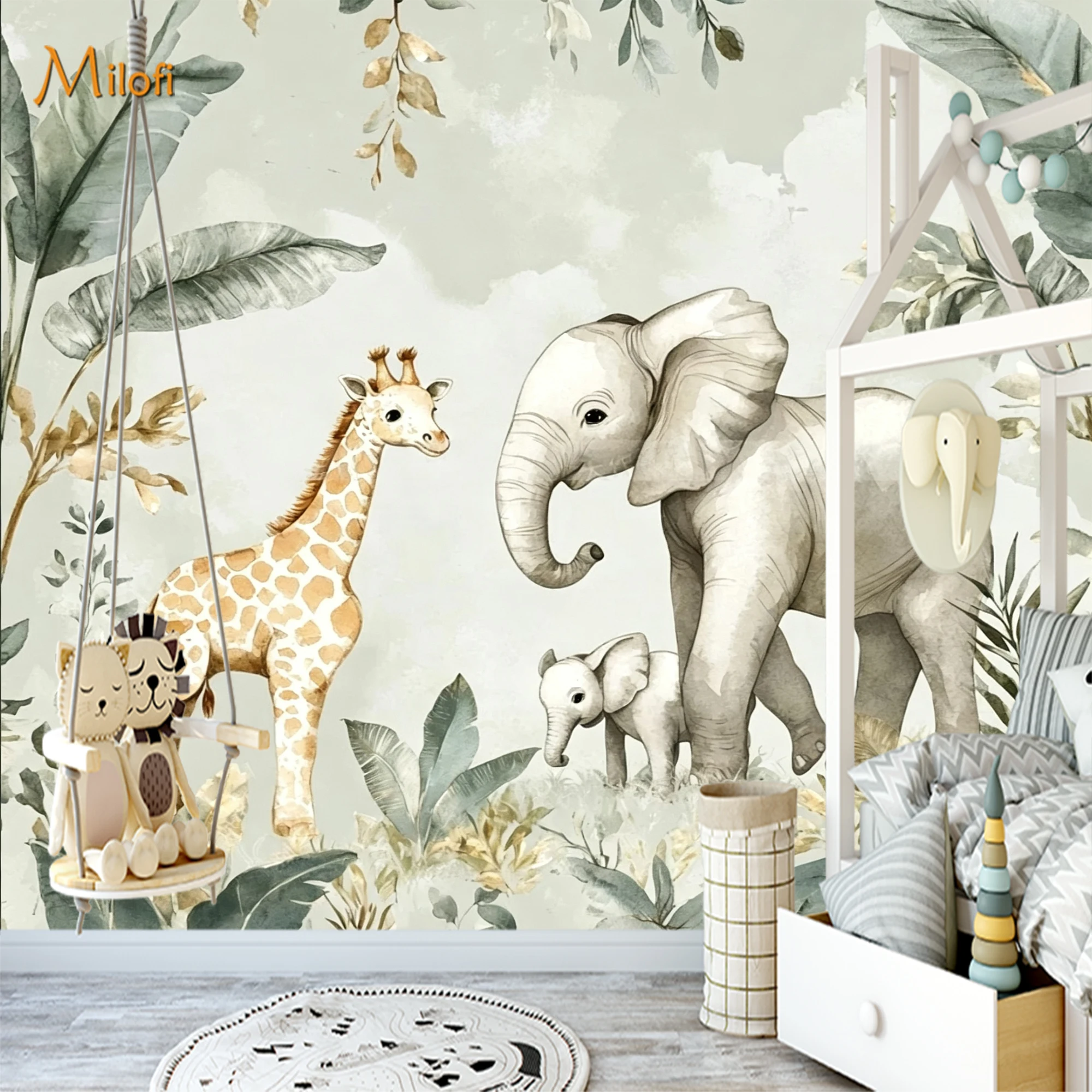 Personalizowana akwarelowa fot – Baby Nursery Peel And Stick Wallpaper recenzja i cena