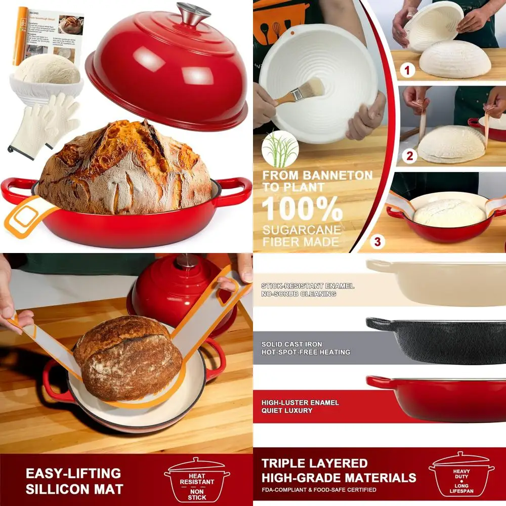 

Эмалированная чугунная голландская кастрюля с крышкой — многофункциональная форма для выпечки хлеба для намотки и многого другого