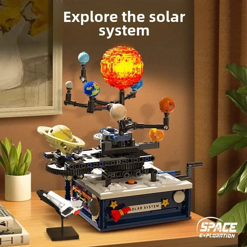 Rotating Universe Solar System Light Sets Building Blocks Sun Earth Model Space Series DIY Science Education Bricks Toy Kid Gift