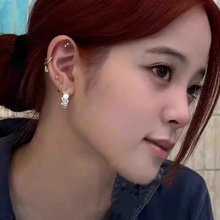 Stud Earrings C Shape Semicircle Joined Silver Tone Alloy Elegant Premium Versatile Unique Refined Chic Jewelry for Women
