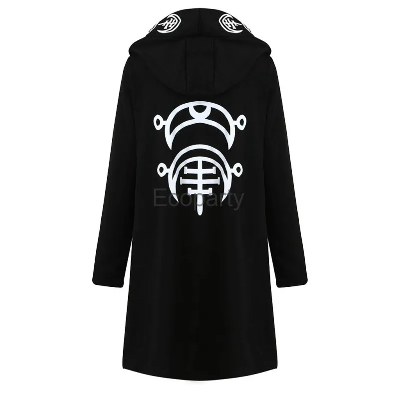 New Women\'s Vintage Punk Cardigan Hoodie Jacket Black Moon Printed Long Sleeved Witch Cosplay Hooded Sweater Lady Gothic Outwear