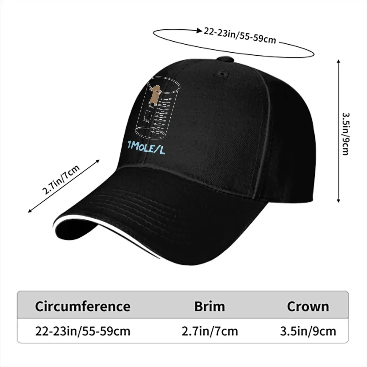 Chemistry 1 Mole Per Litre For Mole Or Avogadro's Day Baseball Caps Peaked Cap Chemistry Sun Shade Hats for Men Women