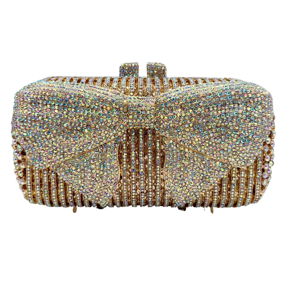

High Quality Luxury Bow Shape Diamond Bag, Diamond Wedding Party, Handbag, Evening Bag, Crystal Clutch