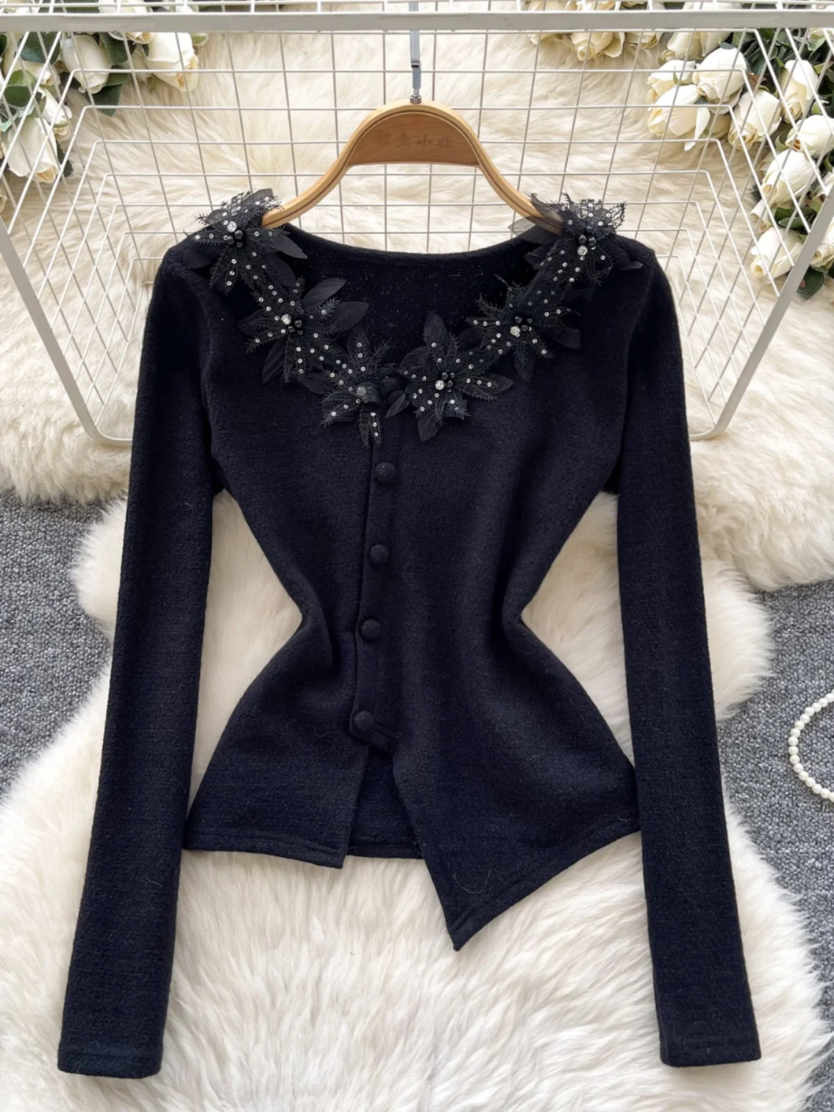 Top lungo lavorato a maglia da donna invernale Sve V-Ne Design irregolare Strato base irt Commute Sle Loose Fit Versione coreana