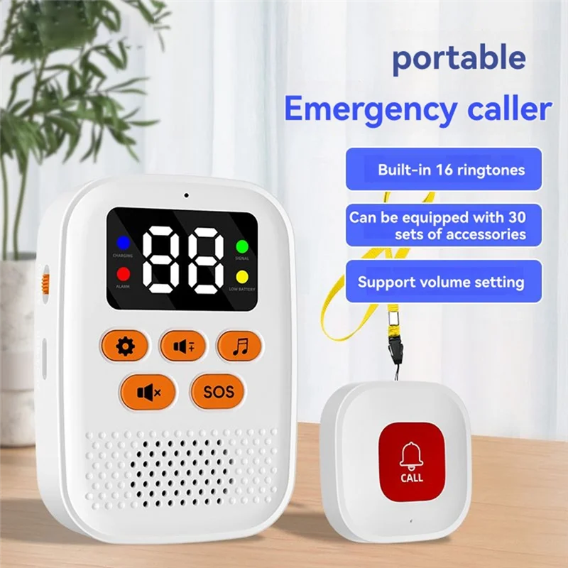 ปุ่มโทรผู้ดูแลไร้สาย SOS จอภาพฉุกเฉินพร้อมการสั่นสะเทือน เพจเจอร์ผู้ดูแลส่วนบุคคลสําหรับการดูแลผู้สูงอายุ-ใหม่