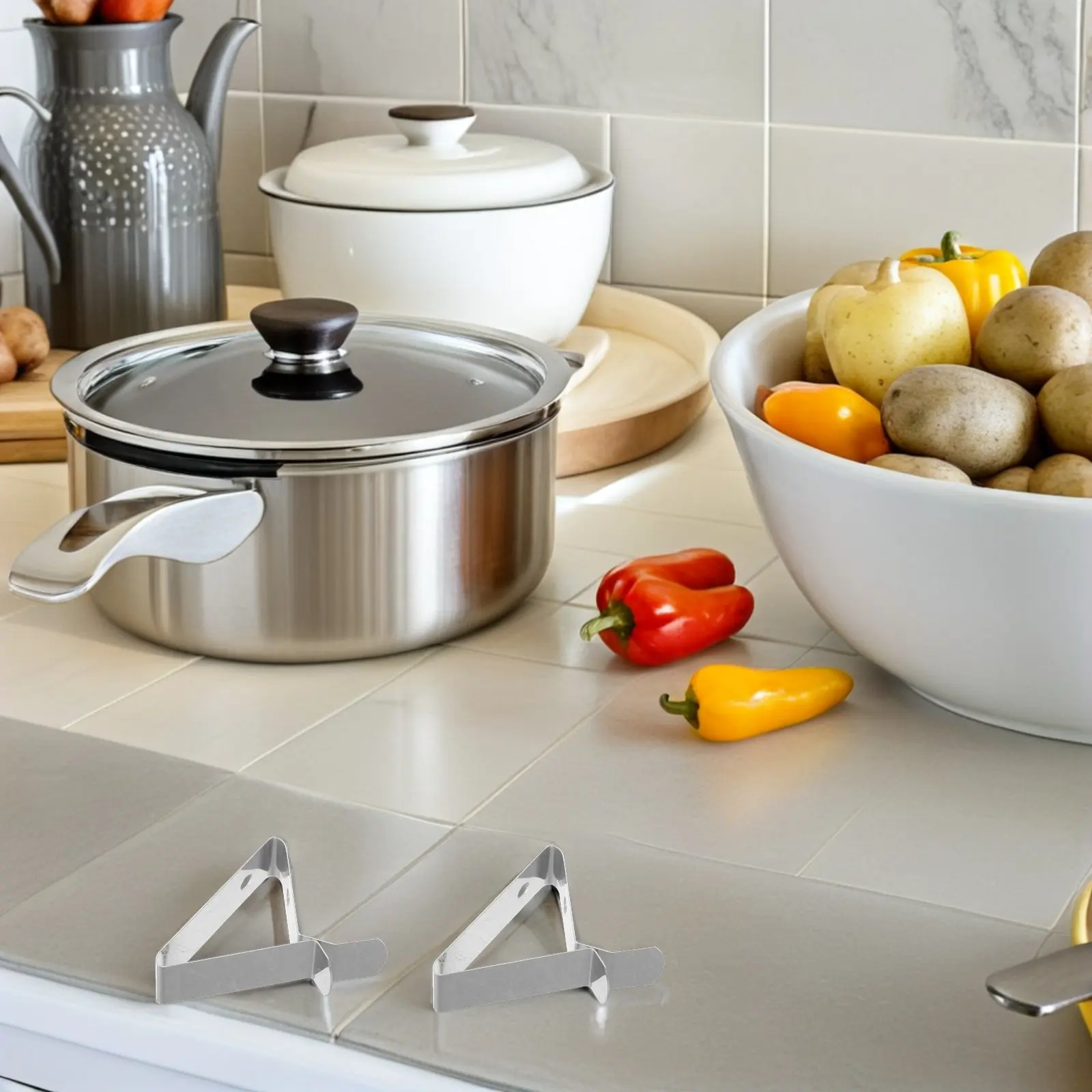 8pcs Food Grade Thermometer Pot Clip Holder Stainless Steel 304 For Coffee Cups Barbecue Fryer Cooking Hole 4.0Mm Anti-Scald