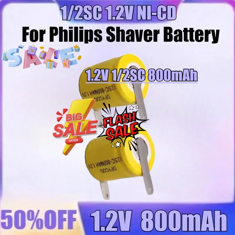 

1.2V 1/2SC 800mAh New for Philips Shaver Battery 2Pcs/Lot 1.2V 1/2SC 800mAh Ni-cd Rechargeable High Quality Battery