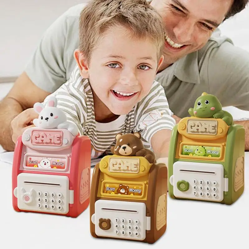 Automatic Electronic Coin Bank Children's Cartoon Money Bank Cute Cartoon Shape Money Storage Box For Kid's Room Living Room