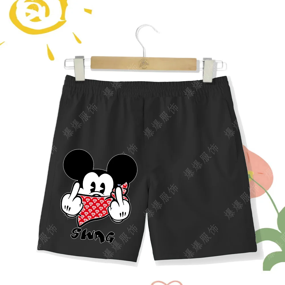 Children's cartoon cute summer slacks Naughty Mickey series Disney Swim beach trunks Girls slacks Large children shorts