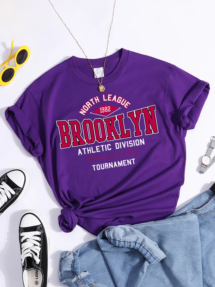 League 1982 Brooklyn Straat Brief Tee Shirts Straat Ronde Hals T-shirt Hipster Casualtshirts Comfortabele Zachte T-shirts