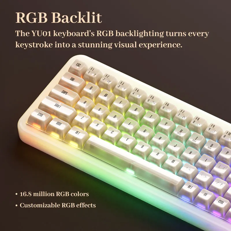 Imagem -03 - Akko Yu01 Resina Teclado Mecânico Suporte Via 65 Rgb Retroiluminado Hot-swappable Bt5.0 2.4g sem Fio & Tipo-c Teclado para Jogos com Fio