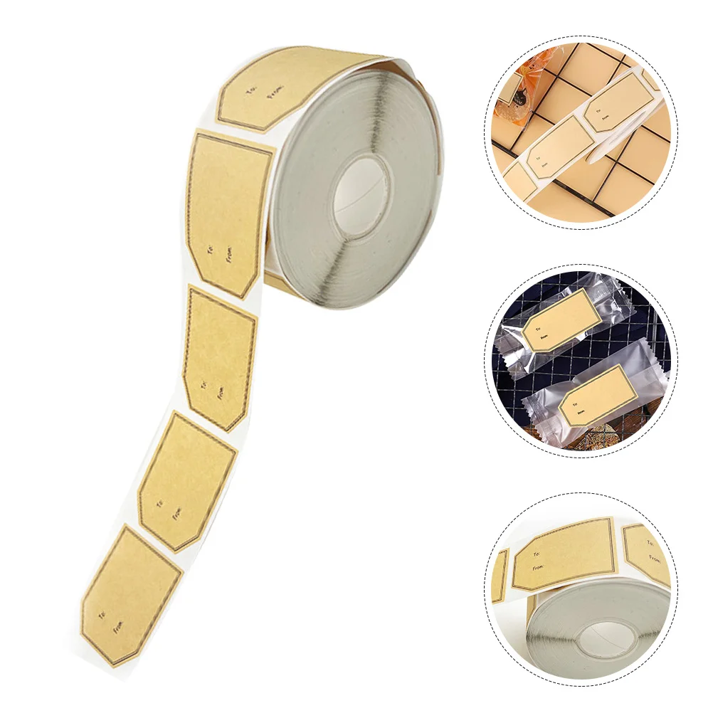 Gift Tag Stickers Kraft Paper Blank Writable Self-Adhesive Labels for Party Candy Biscuit Bag Food Sealing Decorative Stickers