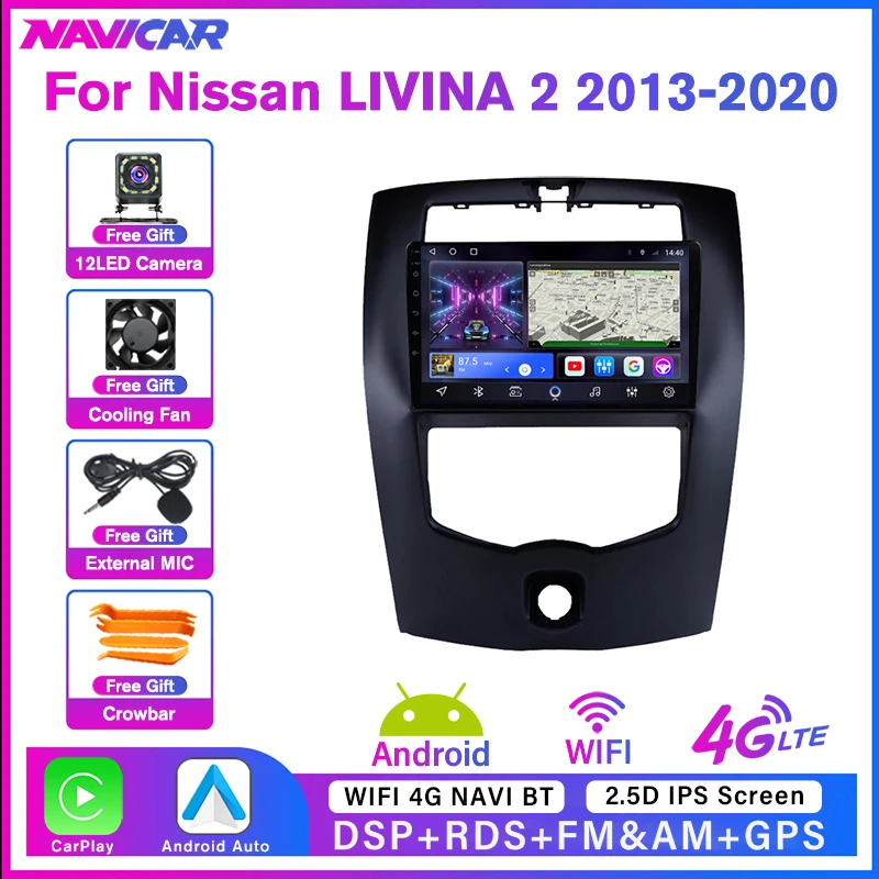 NAVICAR 2Din Android10.0 Car Radio For Nissan LIVINA 2 2013-2020 Stereo Receiver GPS Navigation Radio Bluetooth Player Receiver