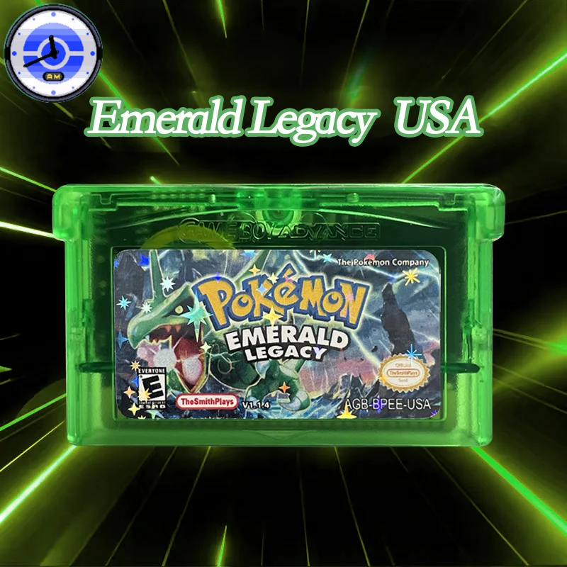 

Флеш-карта USA English Pokemon Emerald Legacy RTC с часами реального времени, флеш-карта с лотком и коробкой, игровой картридж для GBA Game Boy