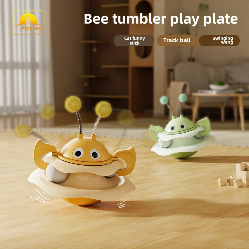 

New Cat Toy Bee Rolling and Rotating Game Board Cat Tea Set Self Entertainment Cat Toy Artifact