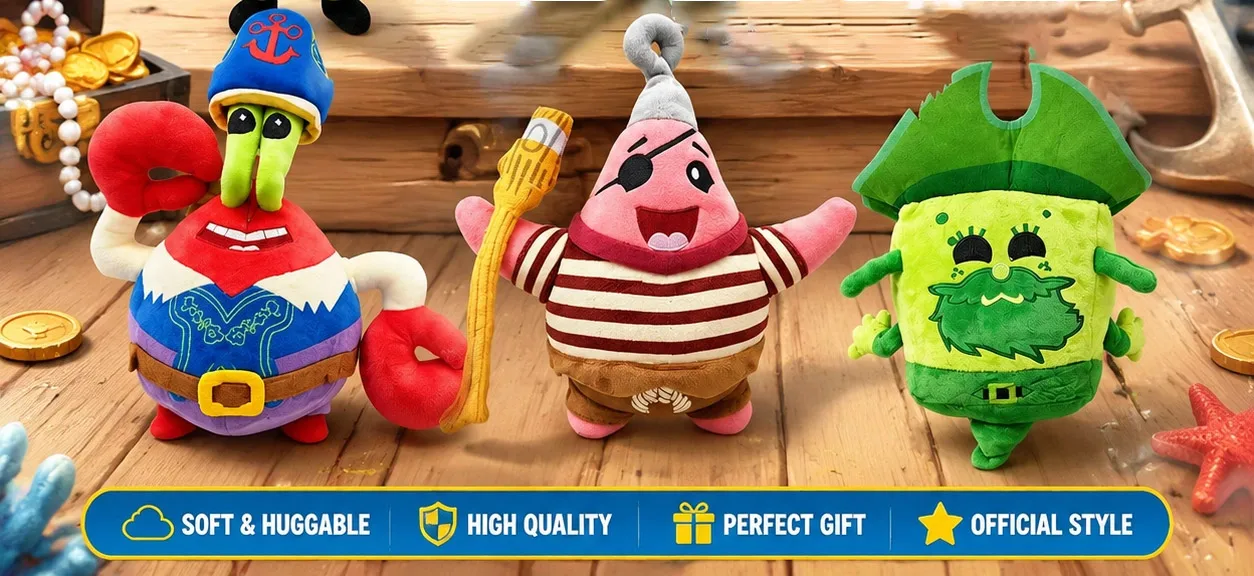 Klassische Anime-Plüschfigur SpongeBob Schwammkopf, Patrick Star, Thaddäus Tentakel, Eugene Krabs, Gary, Niedliche Cartoon-Plüschtiere – Detail 3