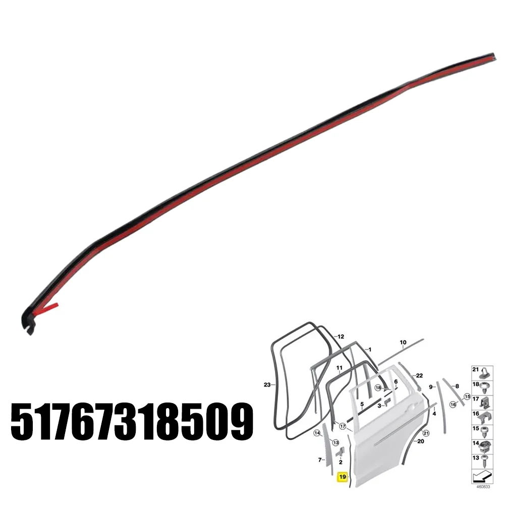 Auto Left Rear Door Hinge Seal Strip For BMW For X5 2014-2018 51767318509 Auto Left Wear Resistant Rubber Door Seals Accessories