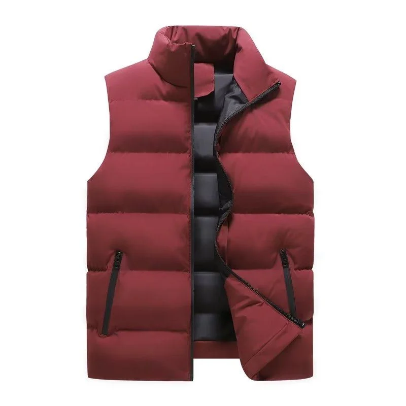 Thickened Stand Collar down Vest for Men Workwear Autumn Winter Heavy Duty Ameika Style Shoulder Pad Jacket Fashion Urban Str...