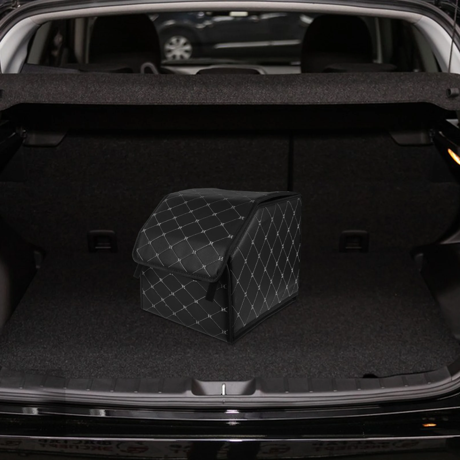 

Foldable Car Organizer Black Gold Small Storage Box Suv Cargo Trunk Organizer Clean Collapsible Accessories