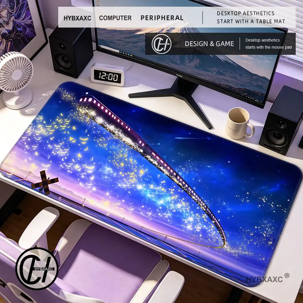 HYBXAXC Science Fiction Soldier Sky Whale Fantasy Star Train Dragon Design Game Mousepad Keyboard DeskMat