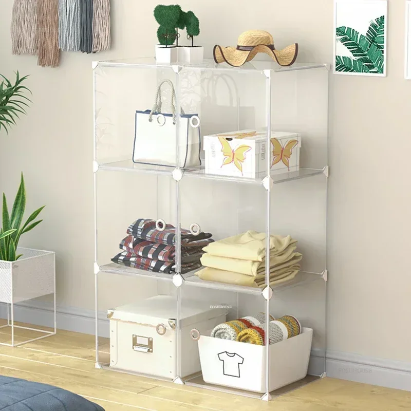 #Simple Transparent Wardrobes Bedroom Living Room Storage Cabinet Simple Plastic Storage Box Home