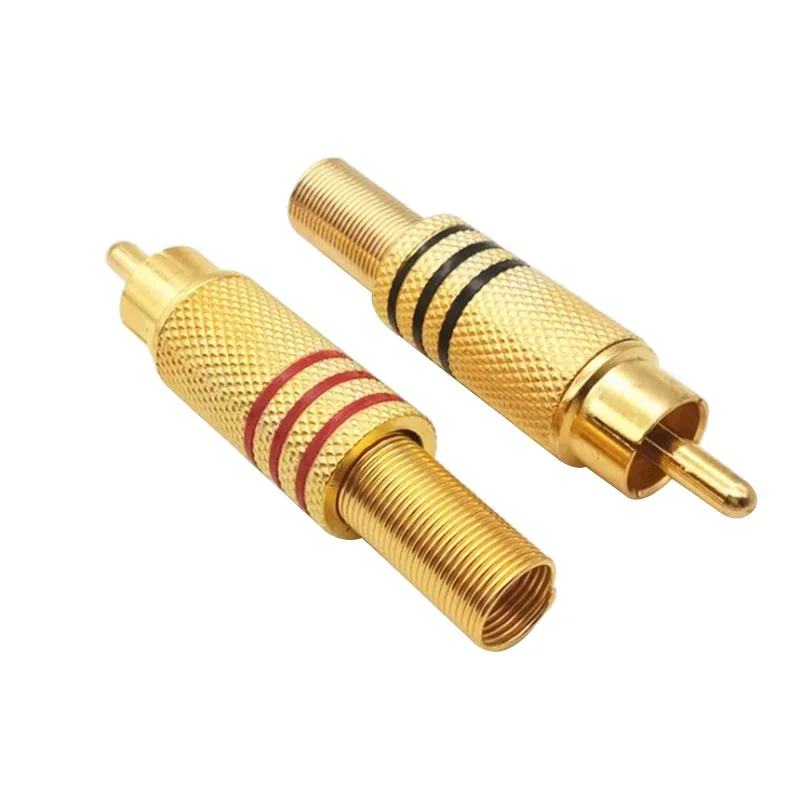 5/20/100PCS RCA Male Metal Spring Jack Plug Connector AV Plugs For PC Audio Vedio Welding DIY Parts Gold Red Black